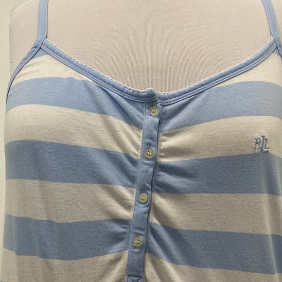 Lauren Ralph Lauren Striped Sleeveless Nightgown |Size Medium - Picture 5 of 6